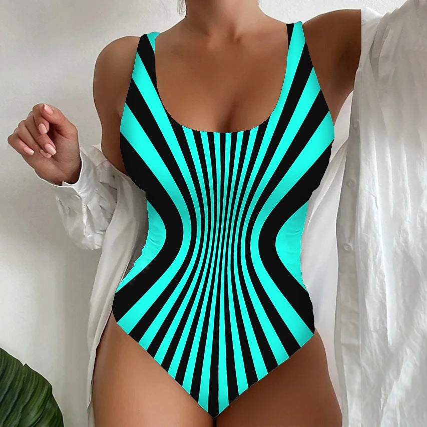 【S~6XL】Costum de baie sexy, dintr-o singură piesă, cu model în dungi-3668621