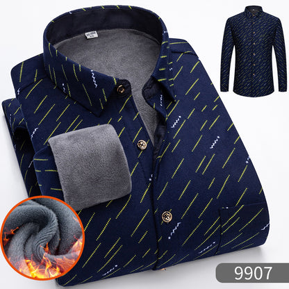 🔥👔【L-5XL】Cămașă călduroasă de afaceri cu mânecă lungă toamna și iarna