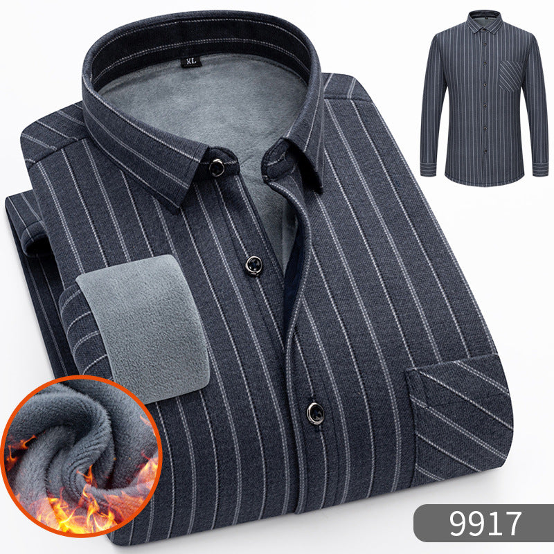 🔥👔【L-5XL】Cămașă călduroasă de afaceri cu mânecă lungă toamna și iarna