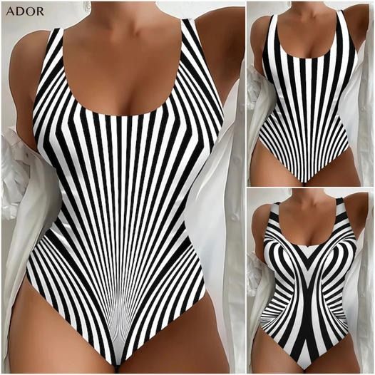 【S~6XL】Costum de baie sexy, dintr-o singură piesă, cu model în dungi-3668621