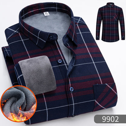 🔥👔【L-5XL】Cămașă călduroasă de afaceri cu mânecă lungă toamna și iarna