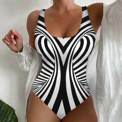 【S~6XL】Costum de baie sexy, dintr-o singură piesă, cu model în dungi-3668621