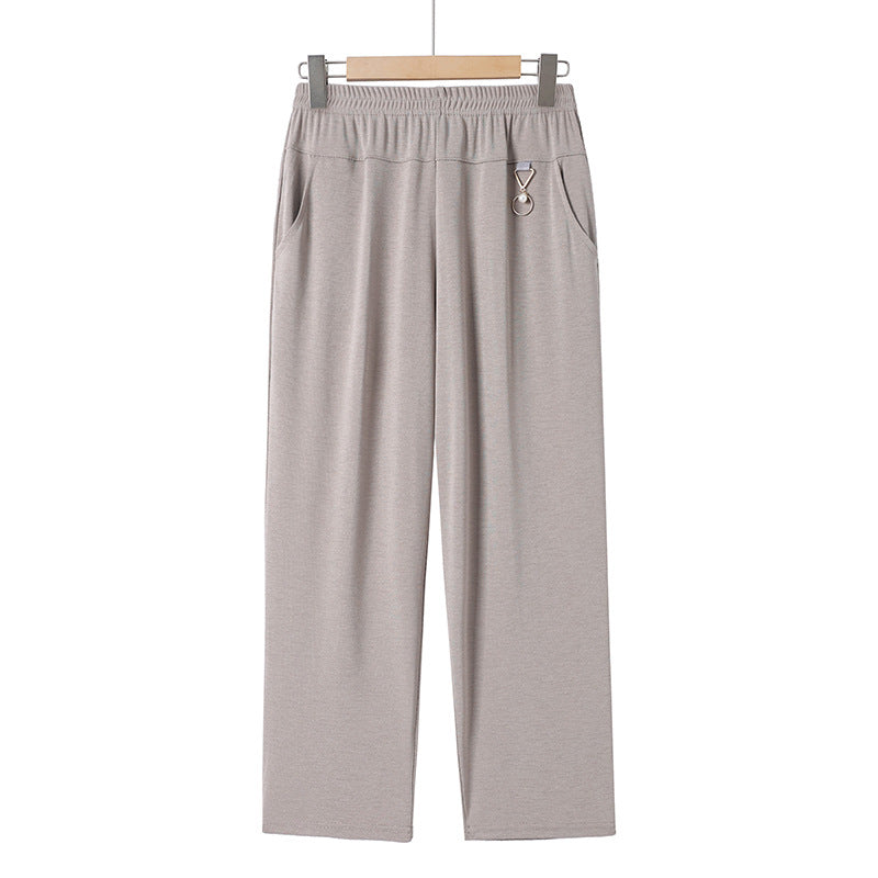 【XL-6XL】Pantaloni al nouălea cu talie elastică drept picior largi și confortabili