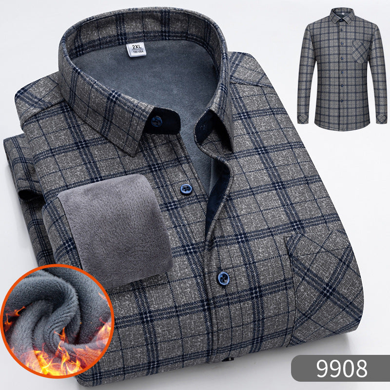 🔥👔【L-5XL】Cămașă călduroasă de afaceri cu mânecă lungă toamna și iarna