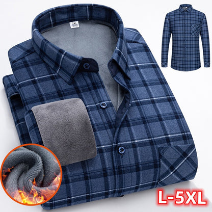 🔥👔【L-5XL】Cămașă călduroasă de afaceri cu mânecă lungă toamna și iarna