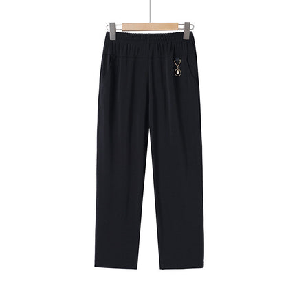 【XL-6XL】Pantaloni al nouălea cu talie elastică drept picior largi și confortabili