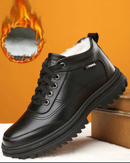 🔥【30%OFF】【39-44】Iarna îngroșat pufos cald cald talpă groasă pantofi de piele pentru bărbați 3820459