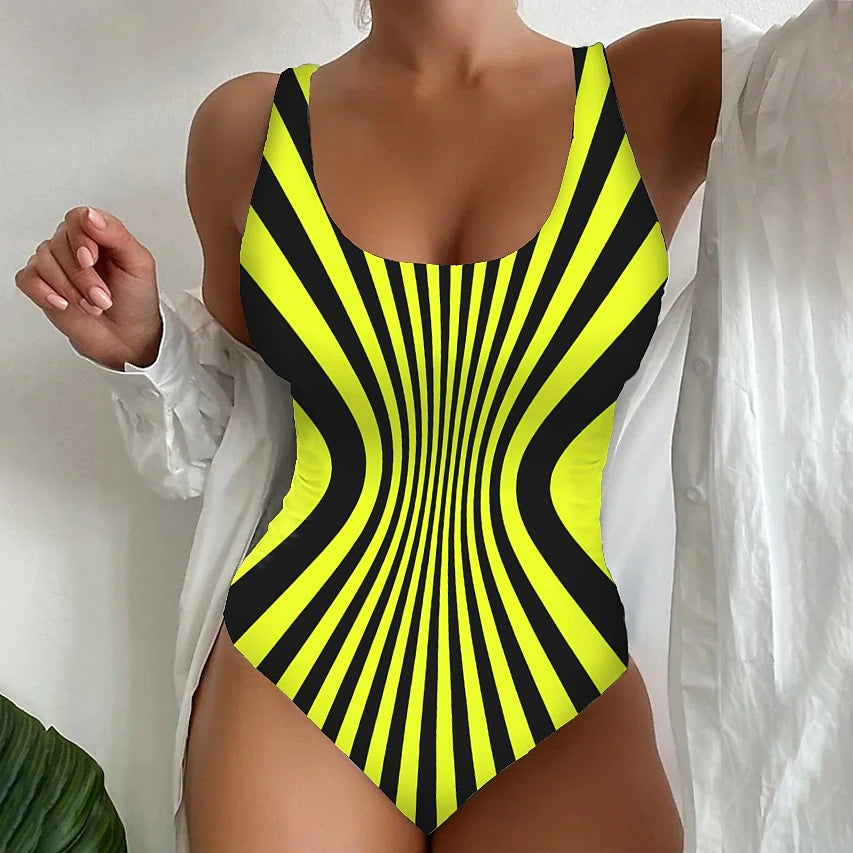 【S~6XL】Costum de baie sexy, dintr-o singură piesă, cu model în dungi-3668621