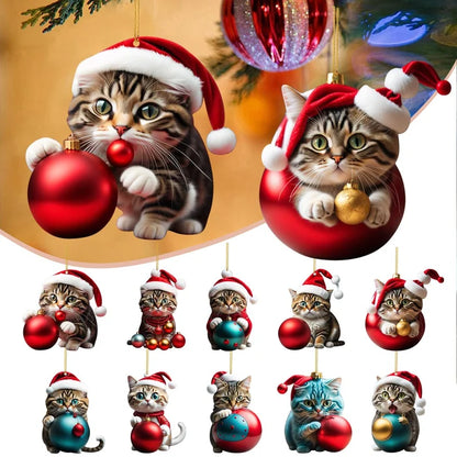 🎄10 buc😻 Ornamente pentru pomul de Crăciun pentru pisicuță. Ornamente pentru pisici suspendate