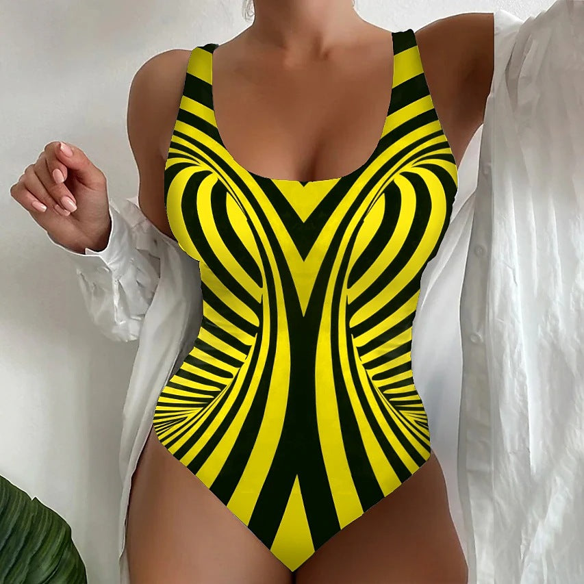 【S~6XL】Costum de baie sexy, dintr-o singură piesă, cu model în dungi-3668621