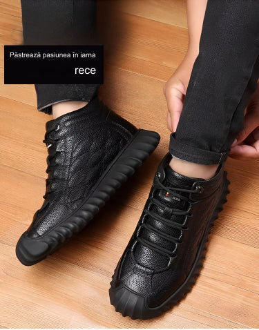 【30% OFF】🔥【39-44】Pantofi bărbați din piele de vacă, cizme de zăpadă din lână calde și îngroșate.