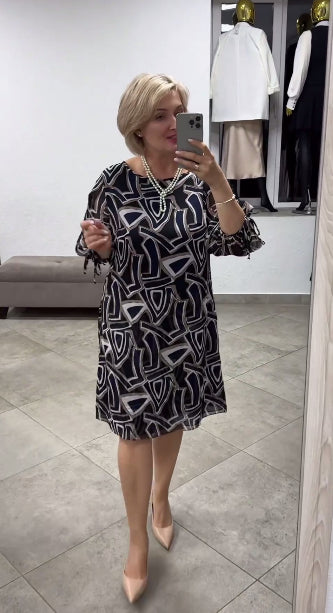 【S-5XL】💗Rochie elegantă din șifon geometric