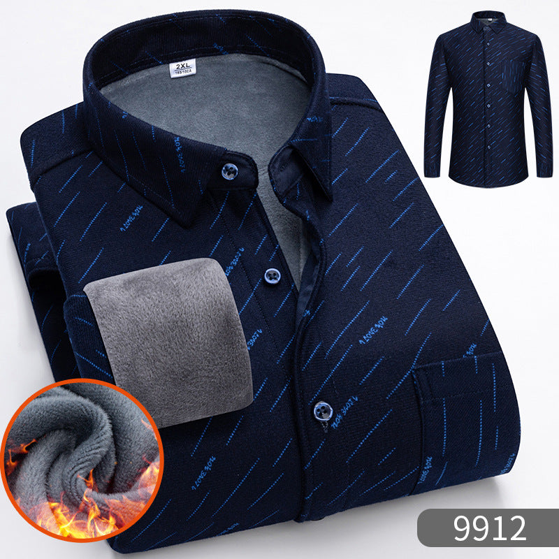 🔥👔【L-5XL】Cămașă călduroasă de afaceri cu mânecă lungă toamna și iarna