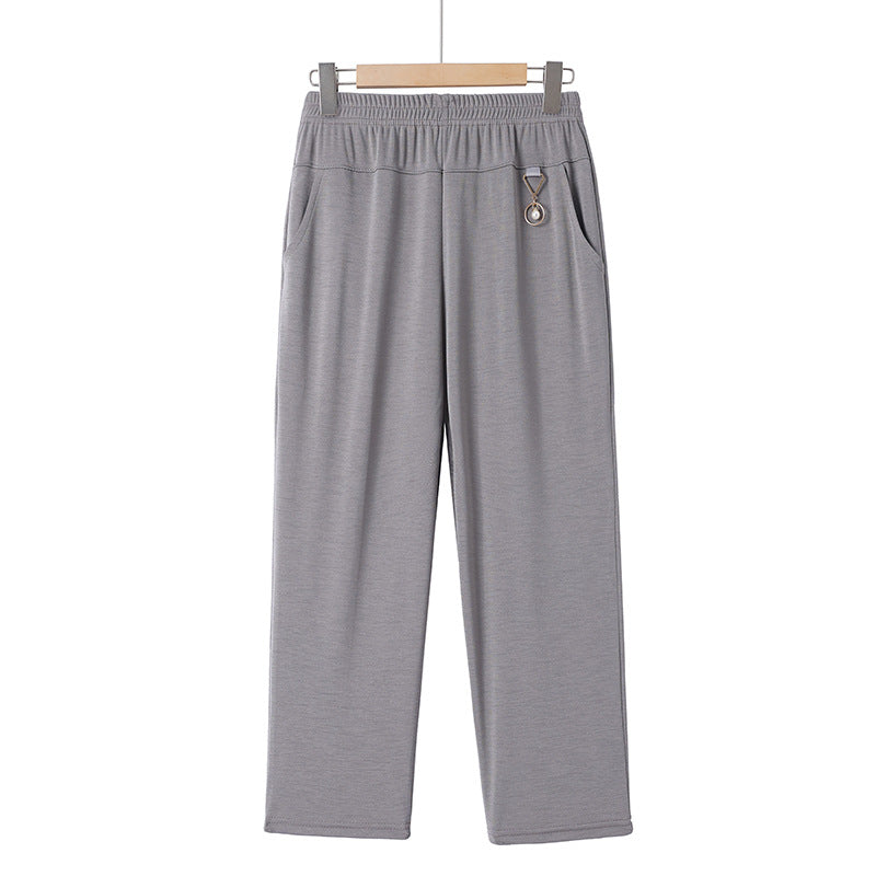 【XL-6XL】Pantaloni al nouălea cu talie elastică drept picior largi și confortabili