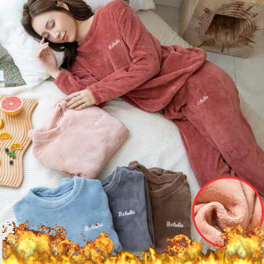 🔥【Costum cald de pluș 40-90kg】🔥Larna coral fleece pijamale căptușite și îngroșate casual loungewear la modă și confortabile pijama suită 3820860