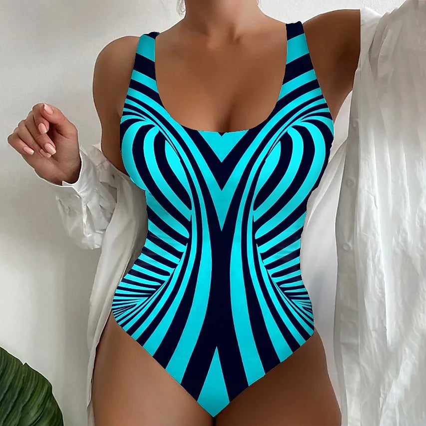 【S~6XL】Costum de baie sexy, dintr-o singură piesă, cu model în dungi-3668621