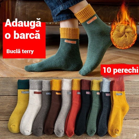 🧦【10/20de perechi】Șosete de iarnă cu tub mijlociu din bumbac pur plus deodorant din bumbac complet îngroșat de catifea.p-3824936