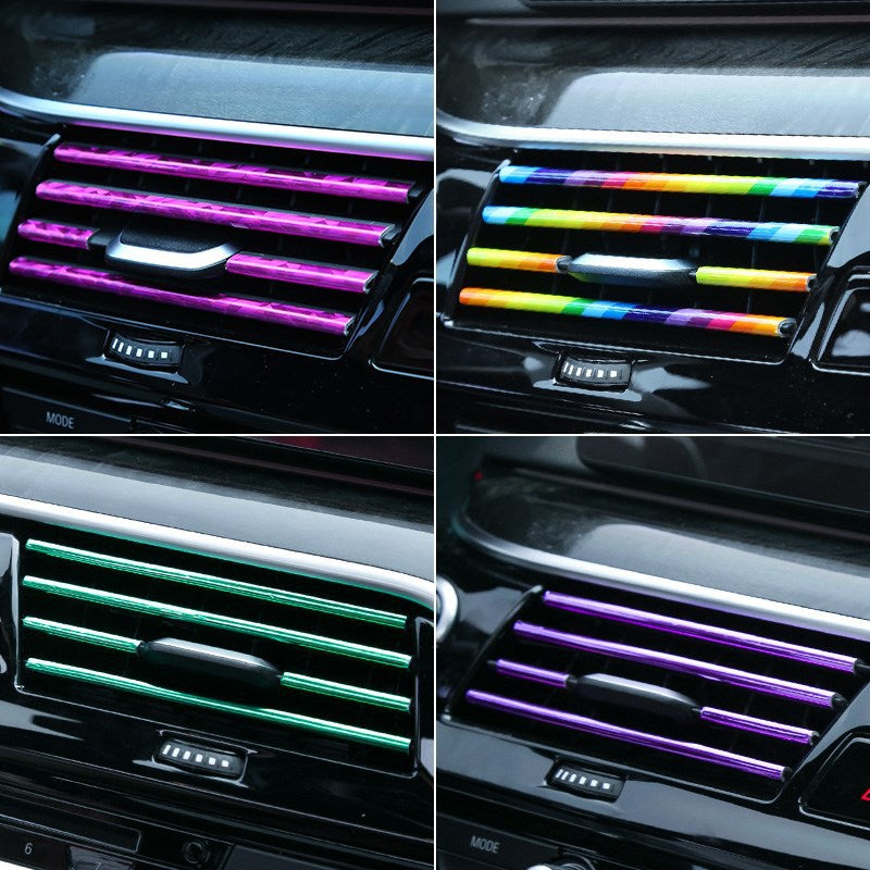 【10 benzi】Bandă decorativă pentru evacuare auto🚗Bandă luminoasă galvanizată în formă de U🌈Modificare interioară