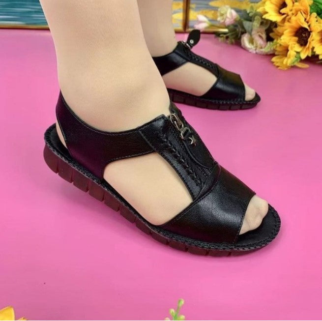 2024 New Sandale noi Flat plat din piele naturală moale non-alunecare Soft Sole pantofi