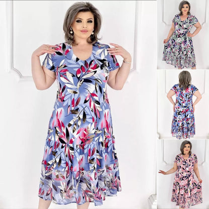 💟【S-5XL】👗2024 noua rochie eleganta din sifon floral3665107