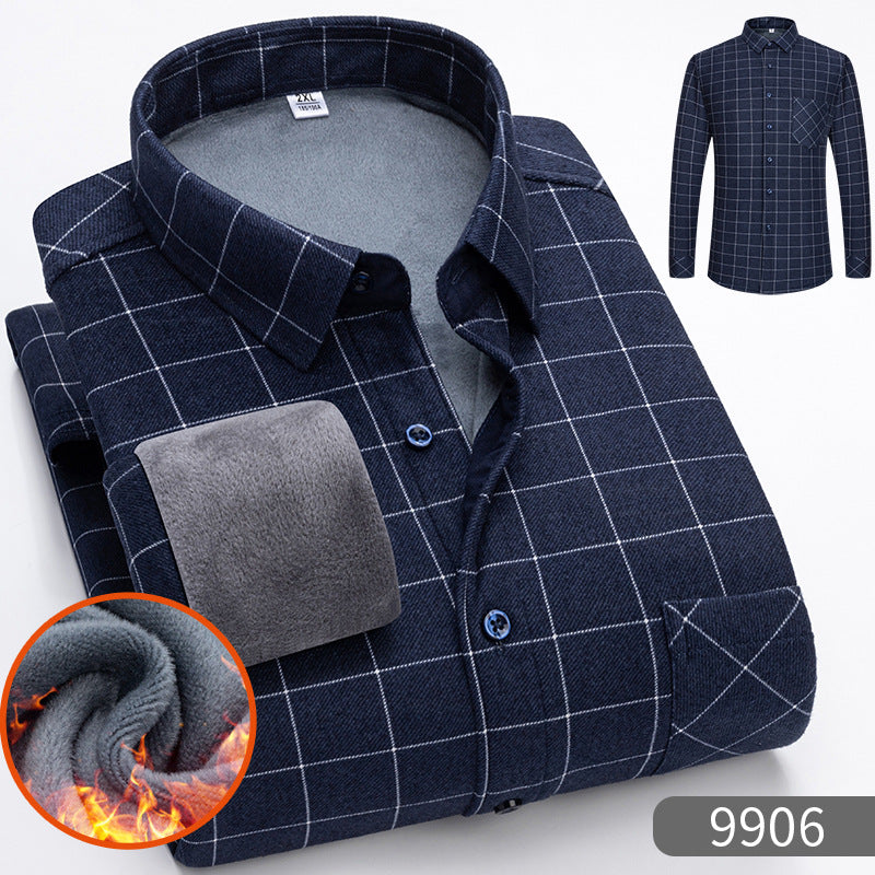 🔥👔【L-5XL】Cămașă călduroasă de afaceri cu mânecă lungă toamna și iarna