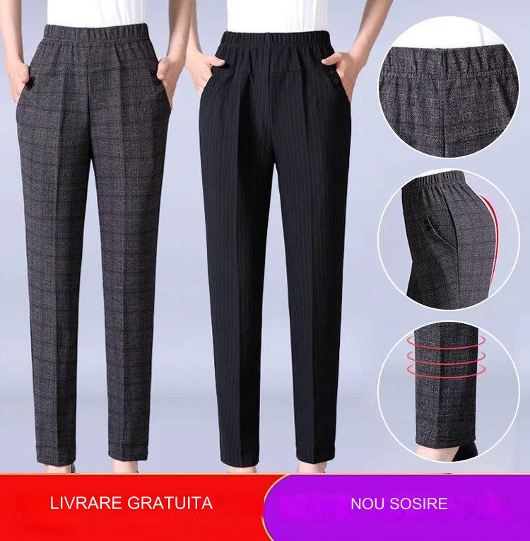 🔥【45-90KG】Pantaloni casual drepti de pluș pentru femei cu talie înaltă de toamnă și iarnă--3841290