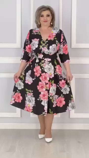 👗🌸【S-5XL】Vara noua serie florală de vară rochie elegantă cu decolteu în V